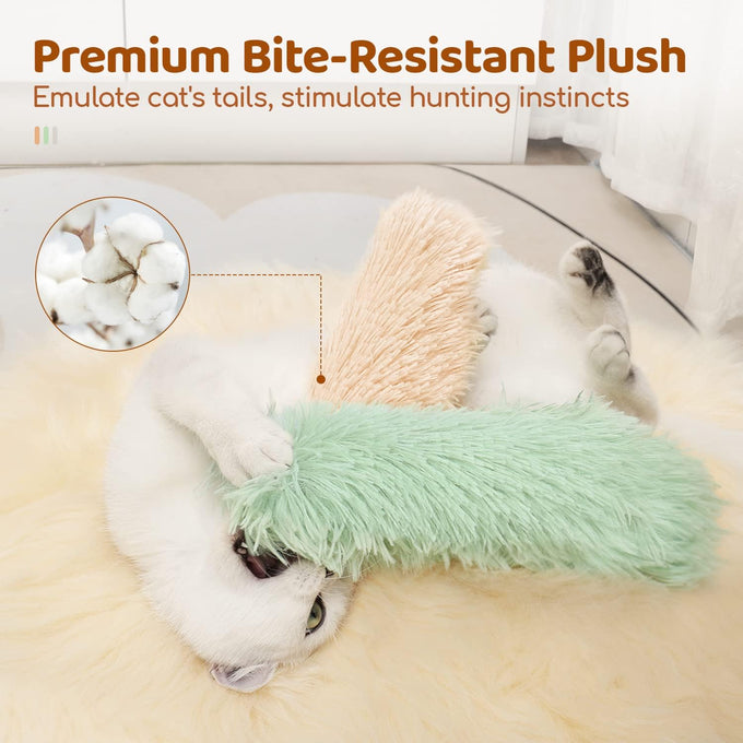 Potaroma Cat Toys 3-Pack Soft Plush Crinkle Sound Catnip Pillows Interactive Kitten Kickers