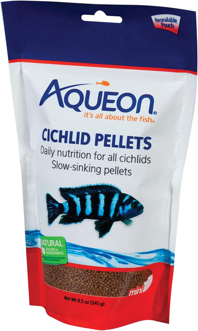 Aqueon Cichlid Medium Slow Sinking Fish Food Pellets, 3mm, 25 Ounce, Shrimp and Squid Meal