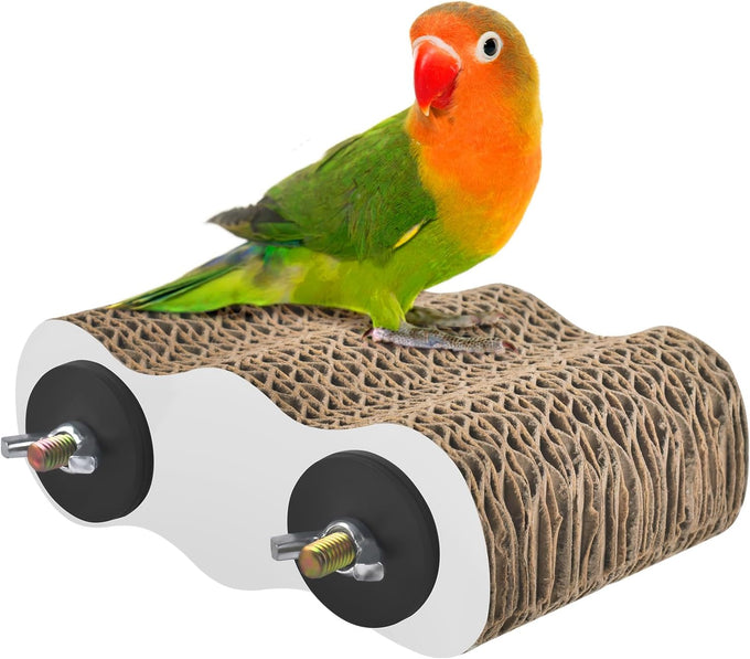 Katumo 4.9x3.1x1.6 inch corrugated paper parrot perch stand with two built-in wing nuts & bolts