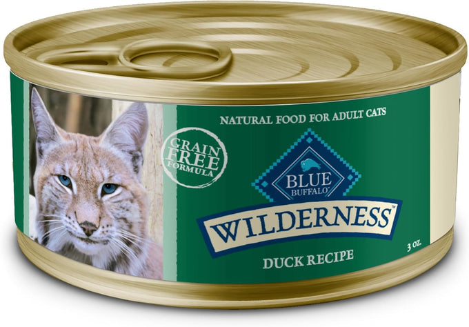 Blue Buffalo Wilderness Duck Paté Grain-Free Wet Cat Food for Adults, 24 x 3-oz Cans