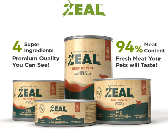 zeal new zealand high protein grain free wet cat food with superfoods beef 6oz can 12 pack