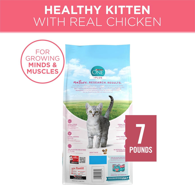 Purina ONE High Protein Natural Dry Kitten Food 7 lb Bag Plus Healthy Kitten Formula