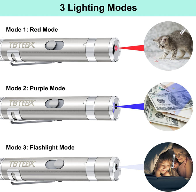 TBTeek rechargeable cat toy with 3 light modes & 5 fun patterns