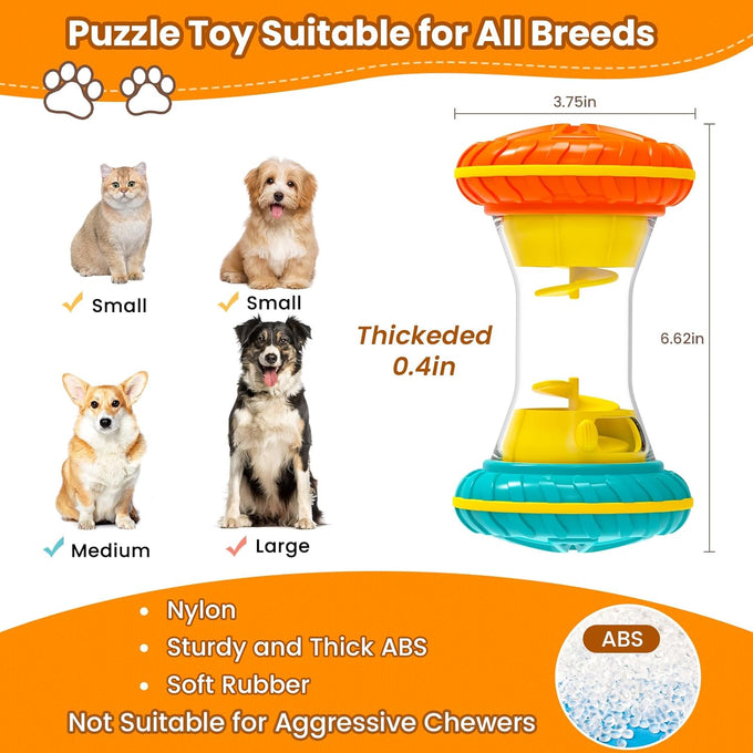 BoYoYo Interactive Dog Puzzle Toy, Sturdy ABS and Nylon, Rubber Roller, for Smart Dogs, Yellow