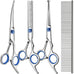 Premium 4CR titanium-plated stainless steel dog grooming scissors with safety round tips and ergonomic design