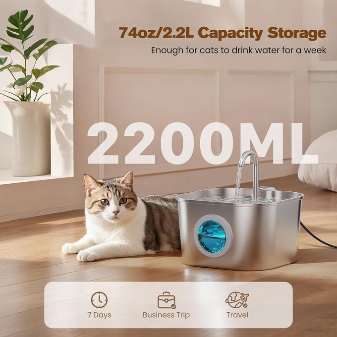 cat stainless steel water fountain 304 for cats/dog indoor automatic watering
