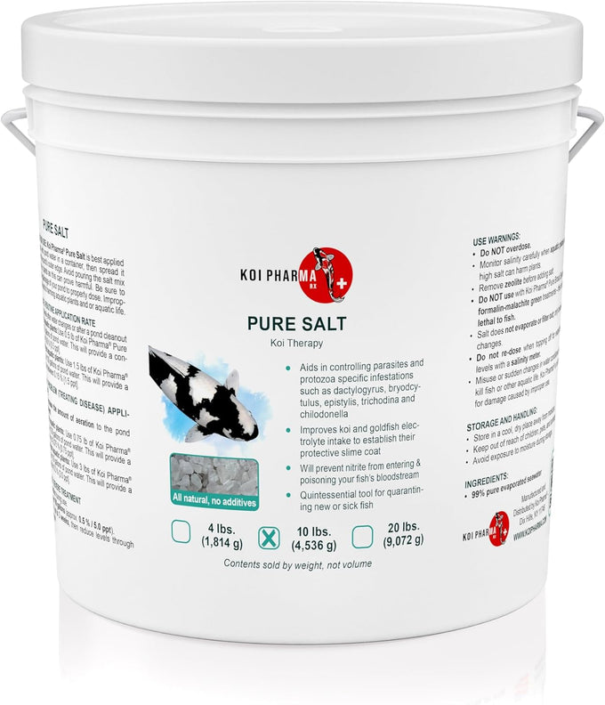 Pure Salt Koi Therapy All-Natural Pond Salt for Improved Fish Health and Nitrite Prevention 10 Pound Bag
