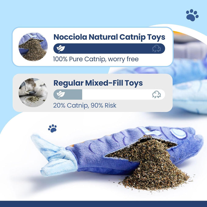 nocciola 3-pack catnip fish toys with crinkle sound for indoor kittens enrichment