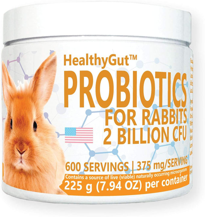 HealthyGut Probiotics for Rabbits 120 servings all-natural digestive system formula with 15 species of probiotic organisms