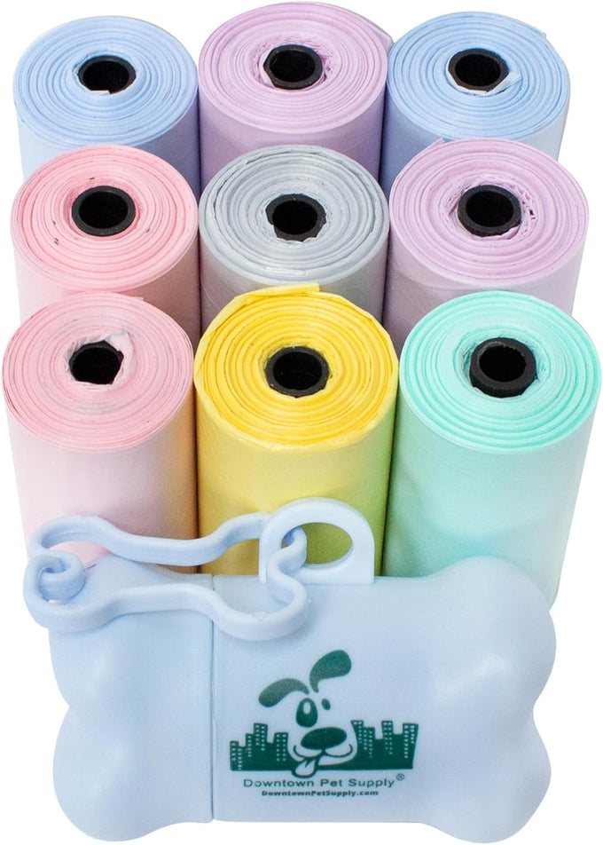 Downtown Pet Supply Poop Bags for Dogs with Leak-Proof Dispenser, 180 Count, Rainbow, 12.5" x 8.5"