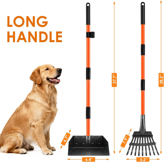 Pooper Scooper, stainless steel, long handle, medium small dog, heavy duty, pet supplies