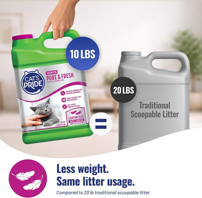 Cat's Pride Premium Lightweight Clumping Litter: Pure & Fresh, Multi-Cat, Scented, 10 Pounds
