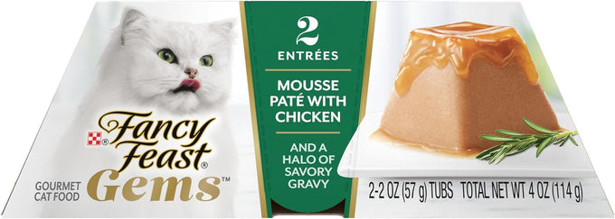 fancy feast gems pate cat food mousse with chicken and savory gravy 4 oz boxes