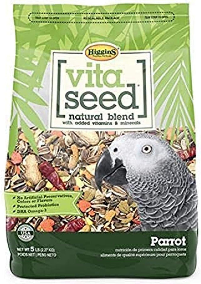 Higgins Vita Seed Natural Parrot Food for Young Adult Birds 5 Lb, Large