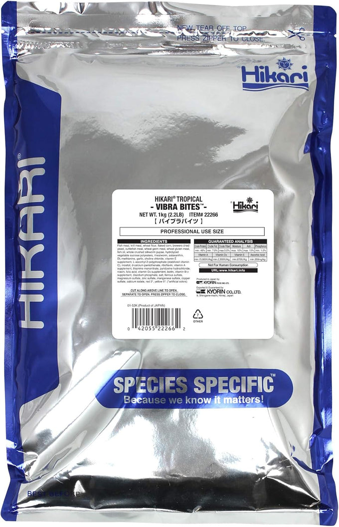 Hikari Vibra Bites, fish flavor, 9.8oz, for tropical fish, live food alternative, color enhancing ingredients