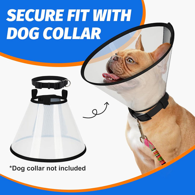 Supet adjustable dog cone collar for large medium small dogs, comfortable pet recovery, Elizabethan neck collar