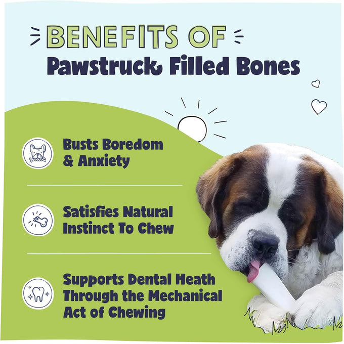 Pawstruck Made in USA Peanut Butter Filled Dog Bones Large 5-6 Inches Long Pack of 3