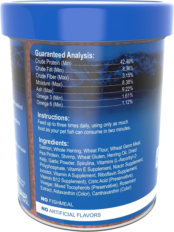 Omega One Garlic Marine Small Sinking Pellets - 4.5 oz, 8% Max Ash, Fresh Seafood Protein