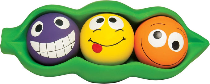 Multipet Three Peas in A Pod Dog Toy for Gentle Chewers, 3 Squeaky Latex Balls