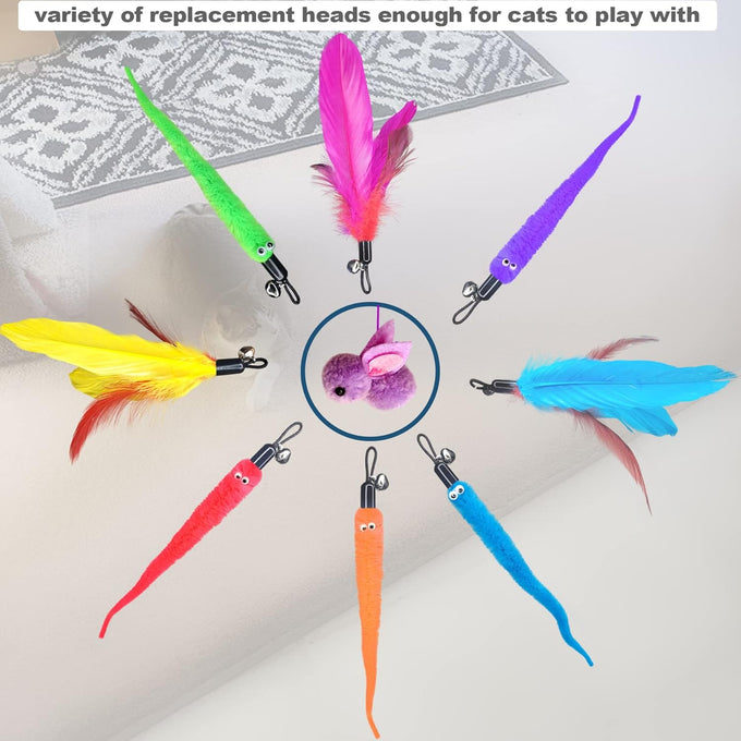 zph cat toys interactive indoor 2pcs retractable cat wand 9pcs teaser toys kitten toy