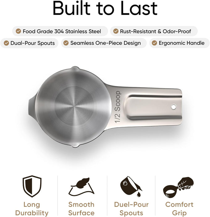 Color Up ½ Cup Stainless Steel Dog Food Scoop, Measuring Cup for Pets, 8 Tbsp, Heavy-Duty & Rust-Resistant