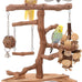 limio natural grape wood bird parakeet perch stand with toys for small birds