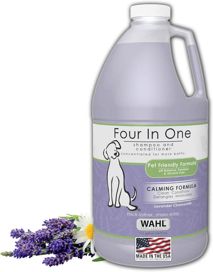 wahl usa 4-in-1 calming dog shampoo with lavender chamomile scent 24 oz model 820000a