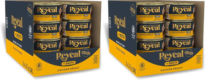 Reveal Natural Wet Canned Cat Food, Limited and Natural Ingredients, Grain Free, High Protein with No Artificial Additives, Chicken Breast in Broth (24 x 2.47 oz Cans)