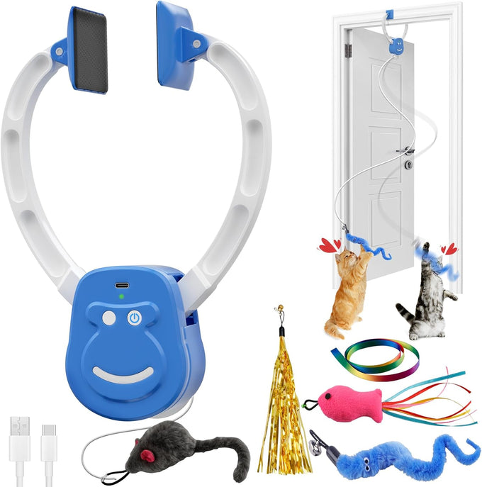 Interactive Automatic Cat Toy with Rechargeable Battery, Hanging Door Cat Teaser for Exercises, Fun Games, Boredom Relief