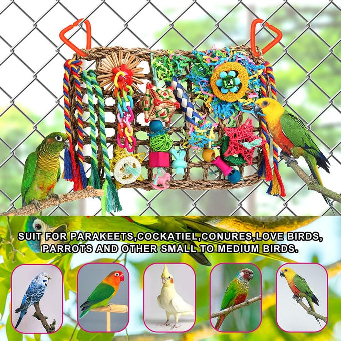 yixund handmade seagrass wall bird toys for parakeets cockatiel conures lovebirds