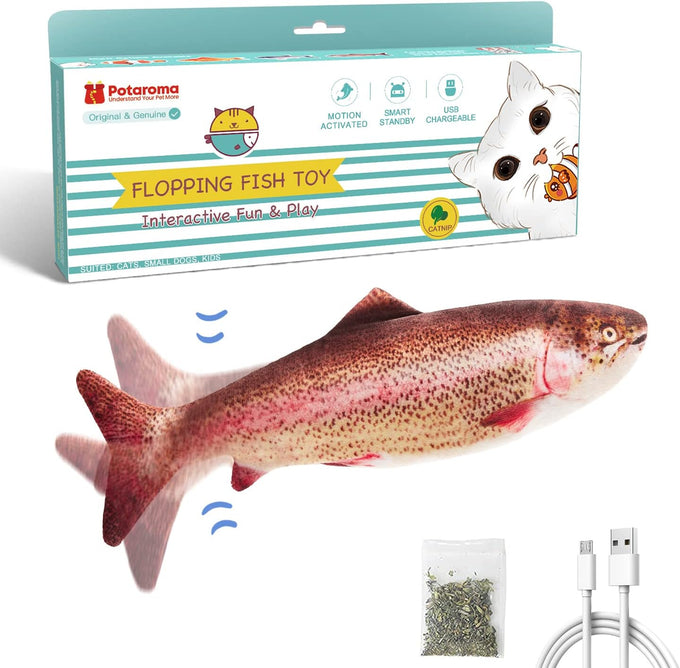 potaroma cat toys flopping fish with catnip automatic motion sensor 10.5 inches