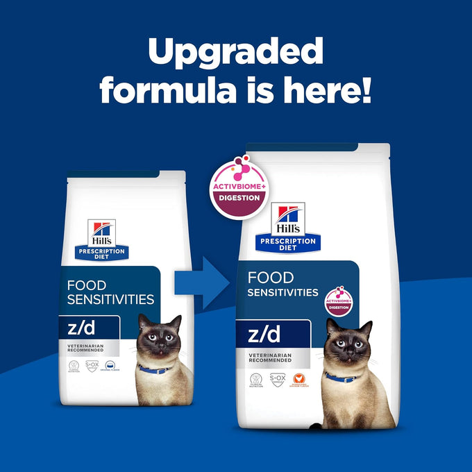 Hill's Prescription Diet z/d Skin/Food Sensitivities Dry Cat Food, Hydrolyzed Chicken, 4 lb. Bag