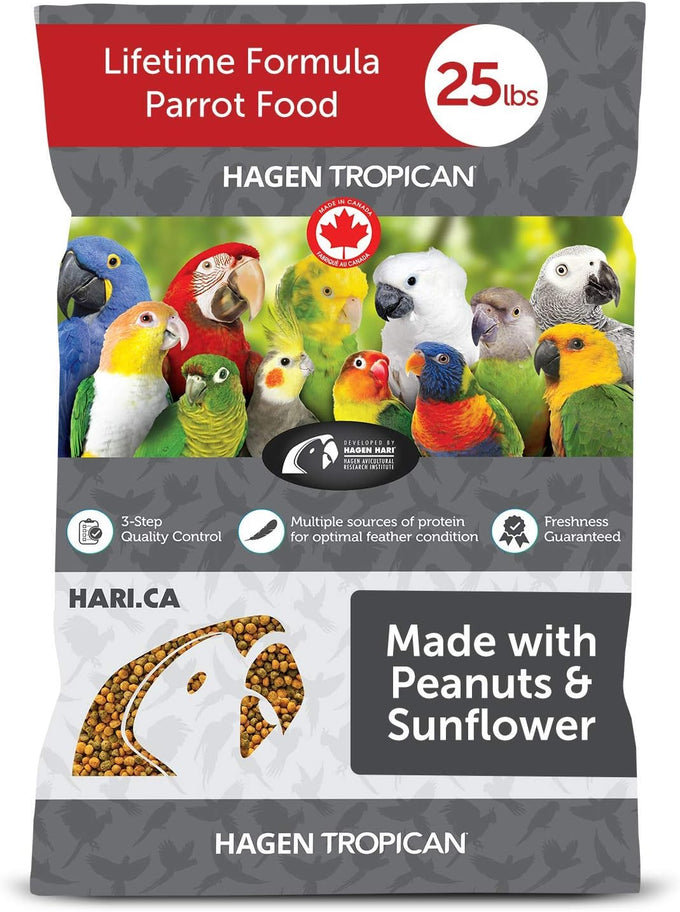 hagen tropican lifetime formula parrot food 4 lbs with peanuts and sunflower seeds