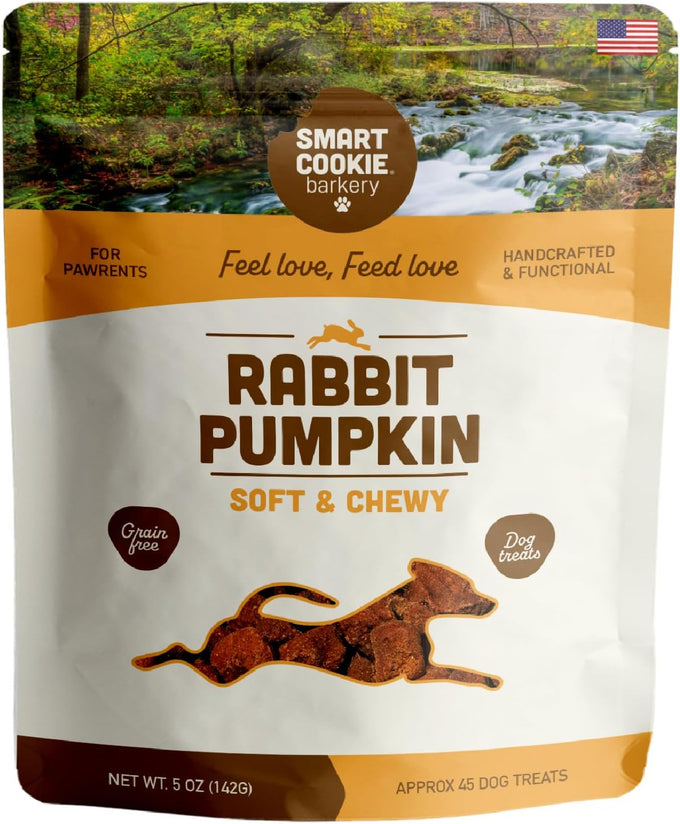 Smart Cookie All Natural Dog Treats - Rabbit & Pumpkin - Training Treats for Dogs & Puppies with Allergies