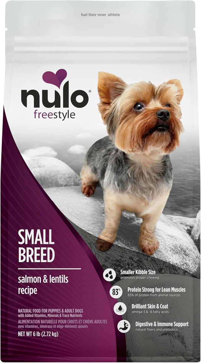 Nulo FreeStyle Small Breed Dog Food Dry - Salmon & Lentils, High Protein, Grain Free, 6lb Bag for Small Dogs