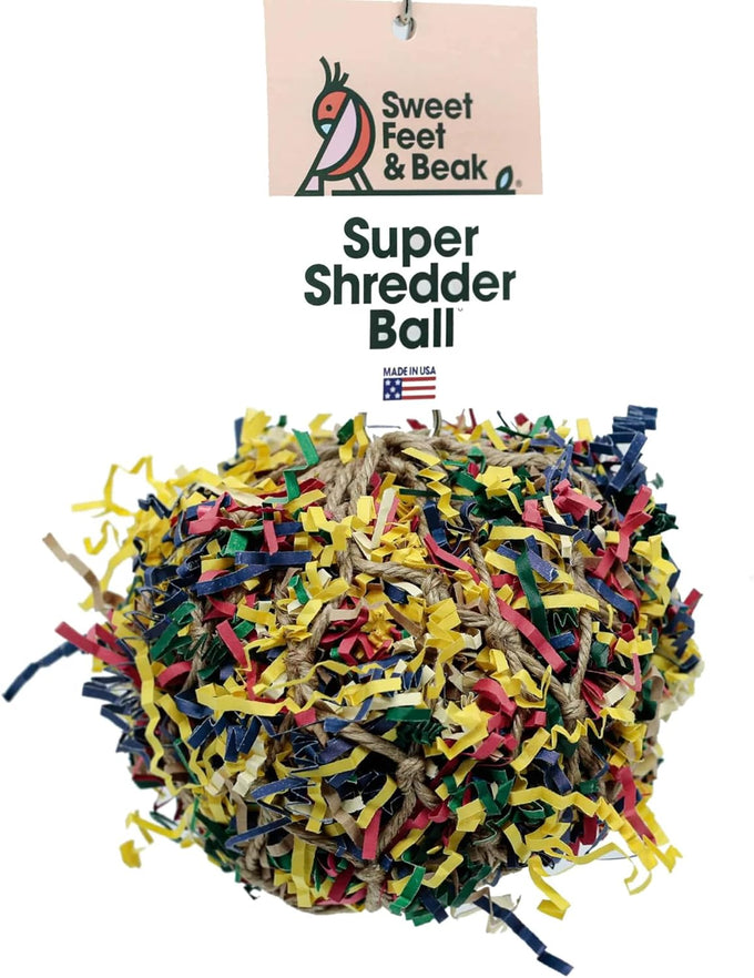 3 inch colorful paper and wooden shredder ball bird toy for cockatiels parrots and more
