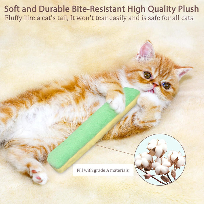 Retro shaw 8 inches refillable catnip toys, 3 pack, cat toys pillows with crinkle sound for indoor cats