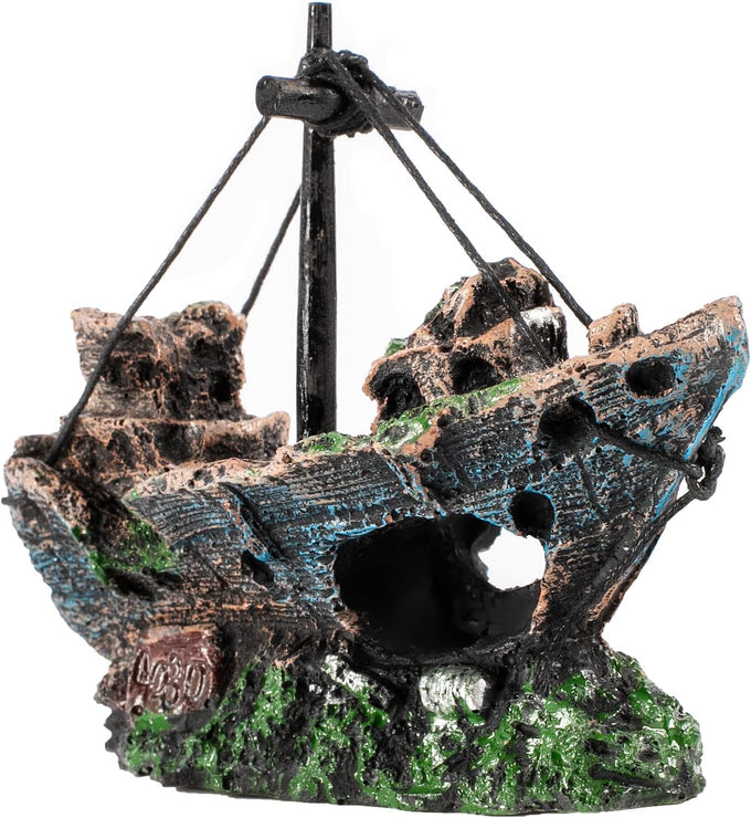 raeasily 10x10 shipwreck aquarium decoration resin sunken ship
