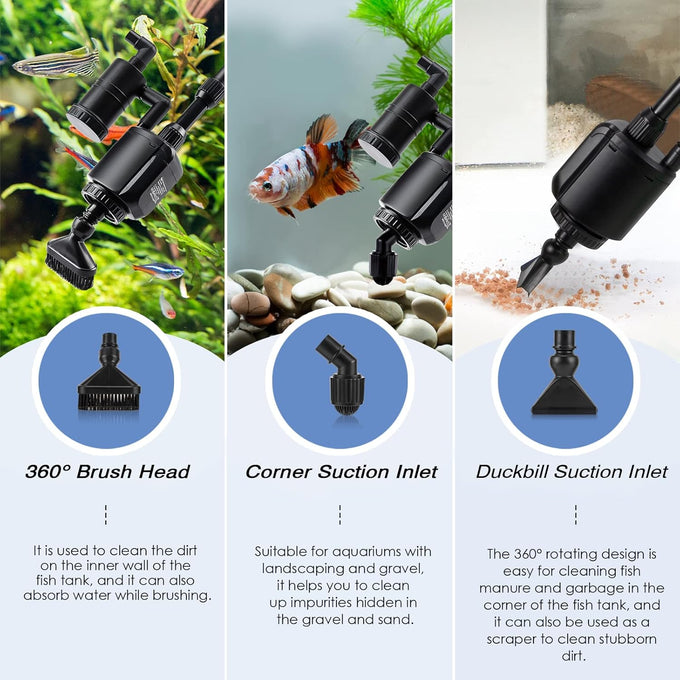 aqqa 6 in 1 automatic fish tank cleaning kit gravel vacuum for aquarium 320gph 20w