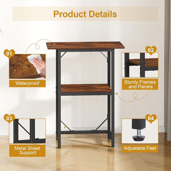 Snughome 2-tier rustic brown aquarium stand, heavy duty storage shelves for 20-gallon fish tank