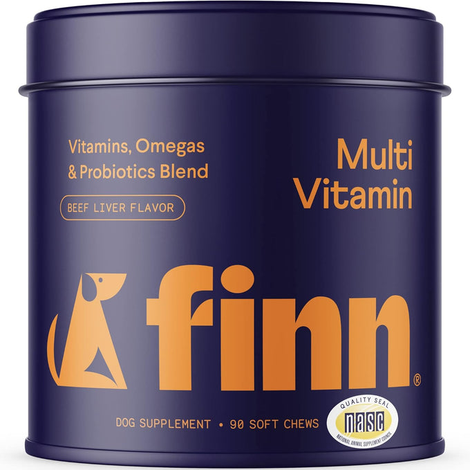 Finn all-in-1 multivitamin for dogs daily multi with probiotics, omegas and nutrients for everyday wellness in 90 soft chews