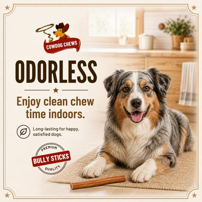 Cowdog Chews 9-12 inch odour-free, fully digestible beef collagen chews for all dog breeds (10 count)