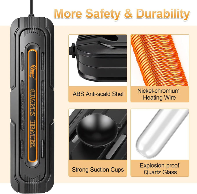 hygger 400W/800W adjustable power aquarium heater for 80-132 gallon tanks with digital display and auto protection