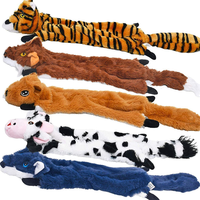 Sharlovy dog squeaky toys 5 pack plush no stuffing crinkle durable pet chew for large medium small puppies