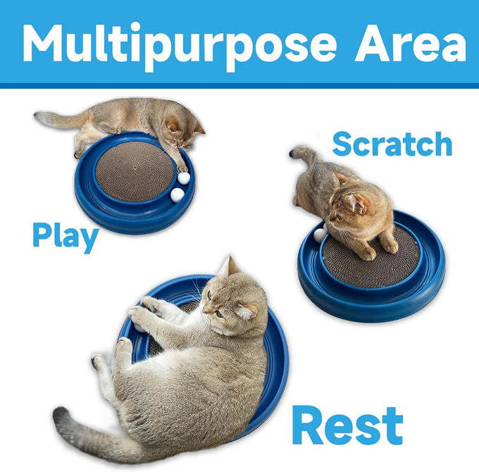 lyctdd Interactive Blue Cat Ball Track Toy with Scratching Board & Exercise Set for Indoor Cats and Kittens
