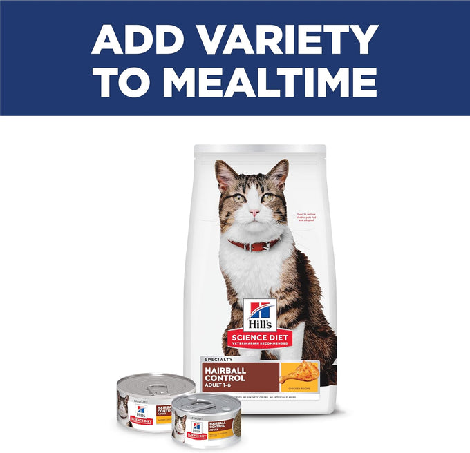 Hill's Science Diet Adult 1-6 Hairball Control Dry Cat Food, Chicken, 3.5 lb. Bag