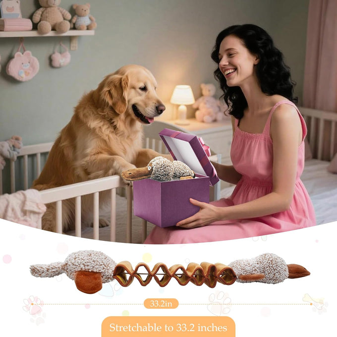 Platypus Stuffed Large Dog Toy - Interactive Plush Chew Toy with Crinkle Paper and Squeaker for Small Medium Large Dogs