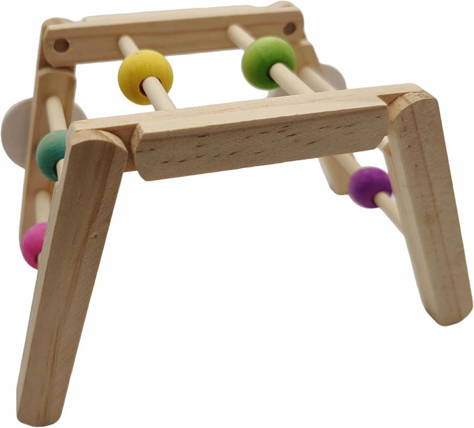 12-inch foldable hardwood parrot climbing bridge with colorful beads, 2 pack tri-section cage accessories for small birds