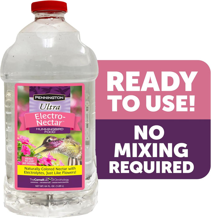 Pennington Electro-Nectar 64-oz Ready to Use Hummingbird Nectar Liquid with Electrolytes, Naturally Colored, No Dye