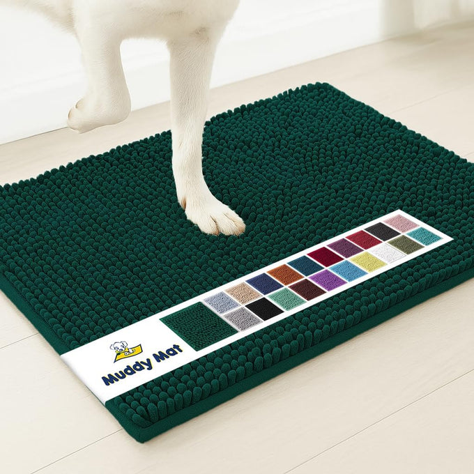 Muddy Mat grey microfiber chenille door mat indoor entryway rug non-slip machine washable pet rug 30x19